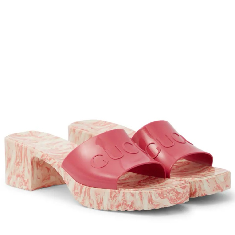 Gucci Coral Marble Mules